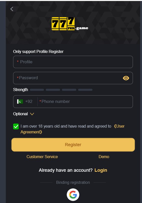 777PKR Game Registeration